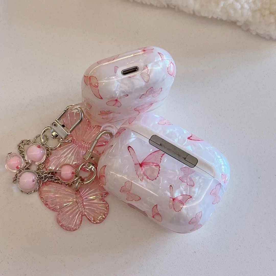 Pink butterfly AirPods case