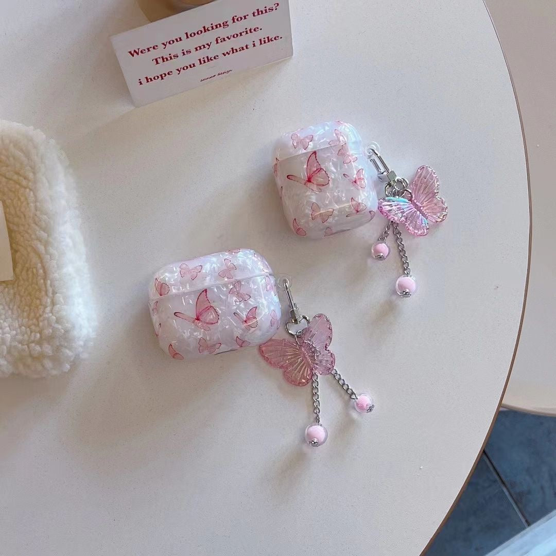 Pink butterfly AirPods case