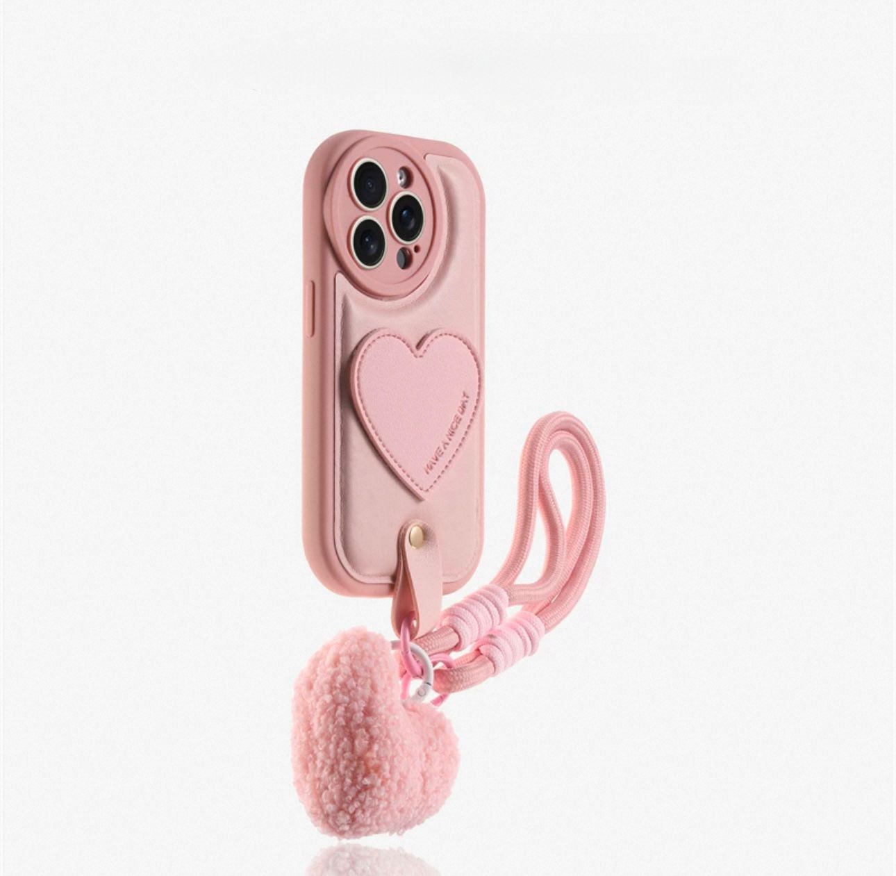 Pink heart case with pink charm For IPhones