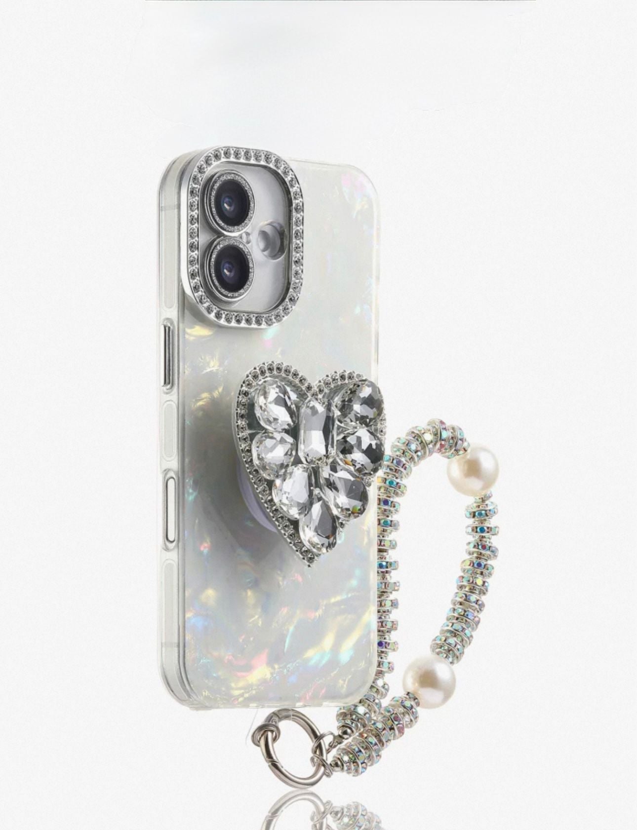 Clear Silver Rehinstone Case For iPhones