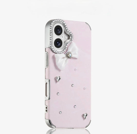 Pink Bow Rehinstone Case For iPhones