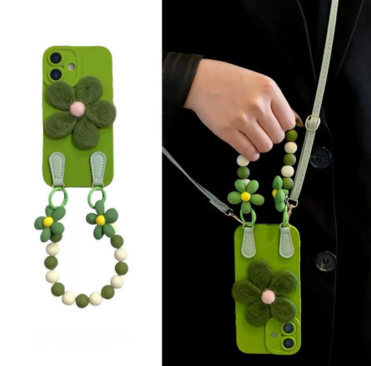 Green Silicone Case with Strap for iphones