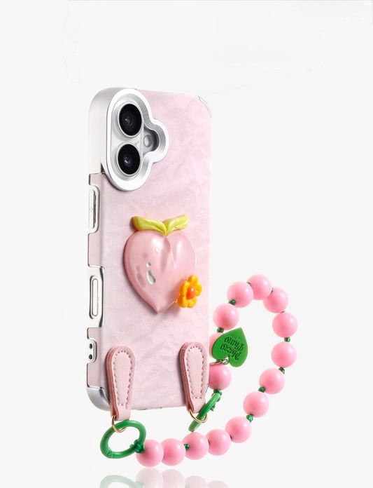 Pink Peacg case with charm For Iphone