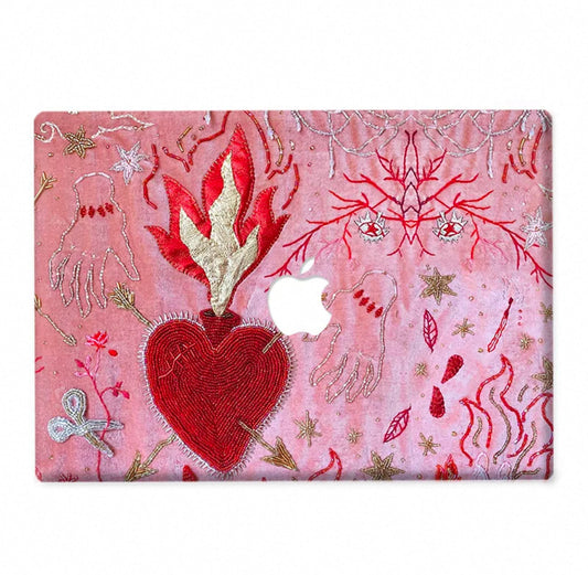 Embroidered Pink Heart Case MacBook Case