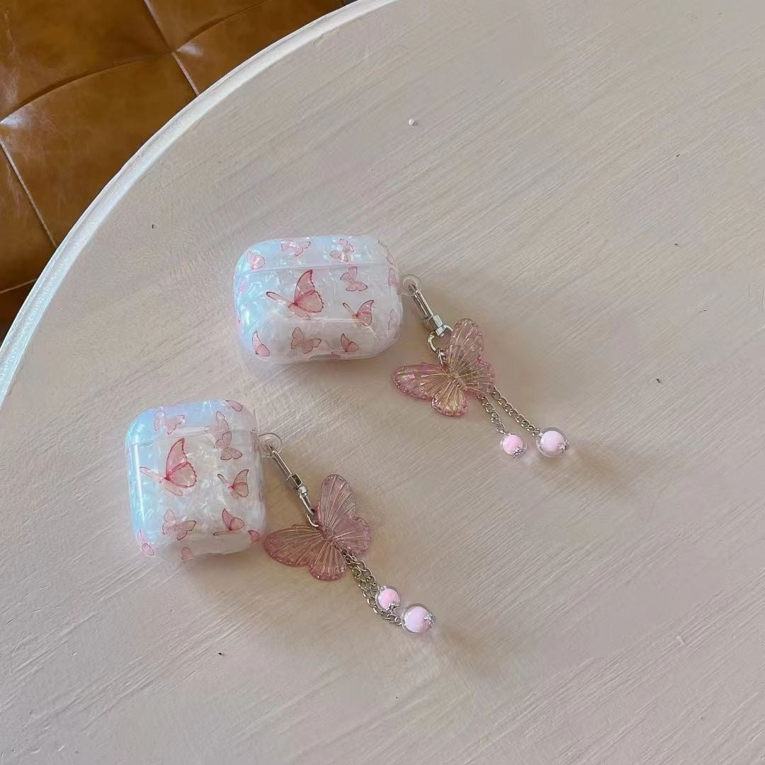 Pink butterfly AirPods case