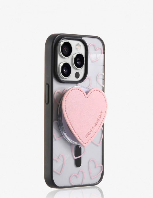 Pink Heart Grip Case For iphones