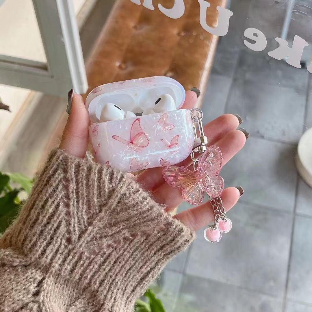 Pink butterfly AirPods case