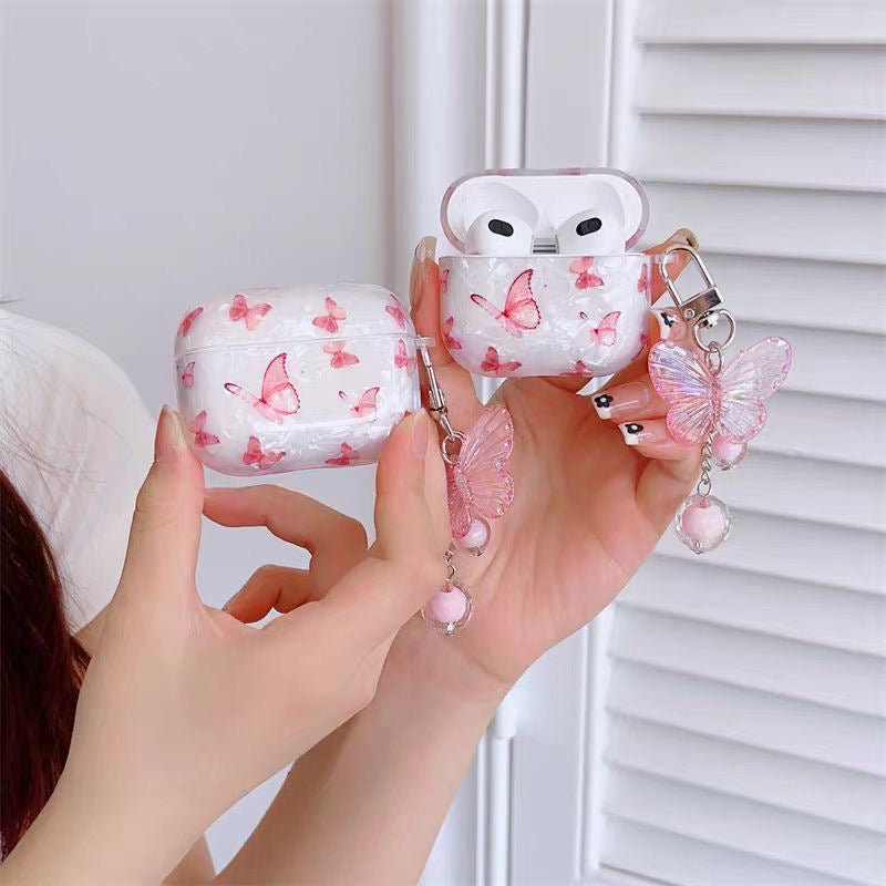 Pink butterfly AirPods case
