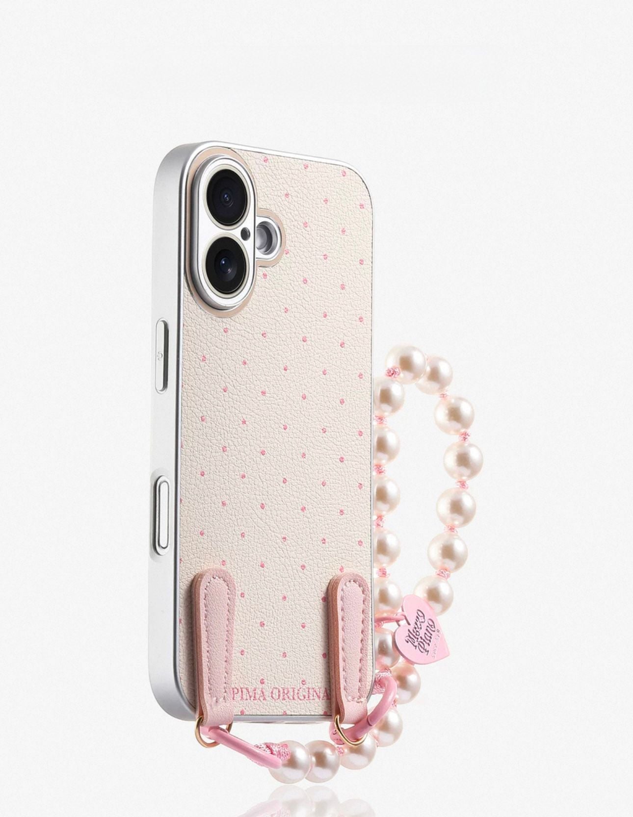 Polka dot pink Case with charm For IPhone
