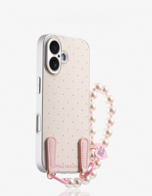 Polka dot pink Case with charm For IPhone