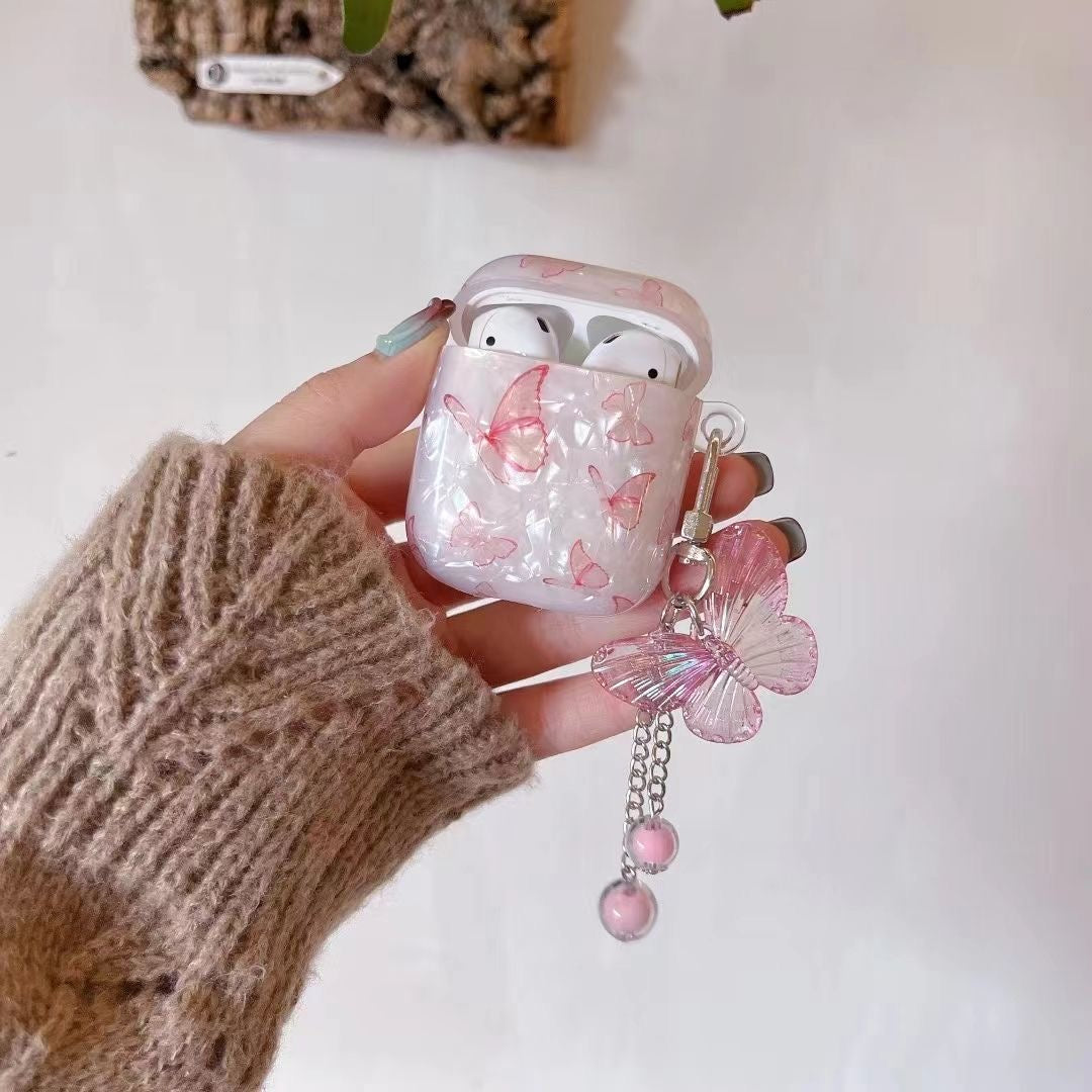 Pink butterfly AirPods case