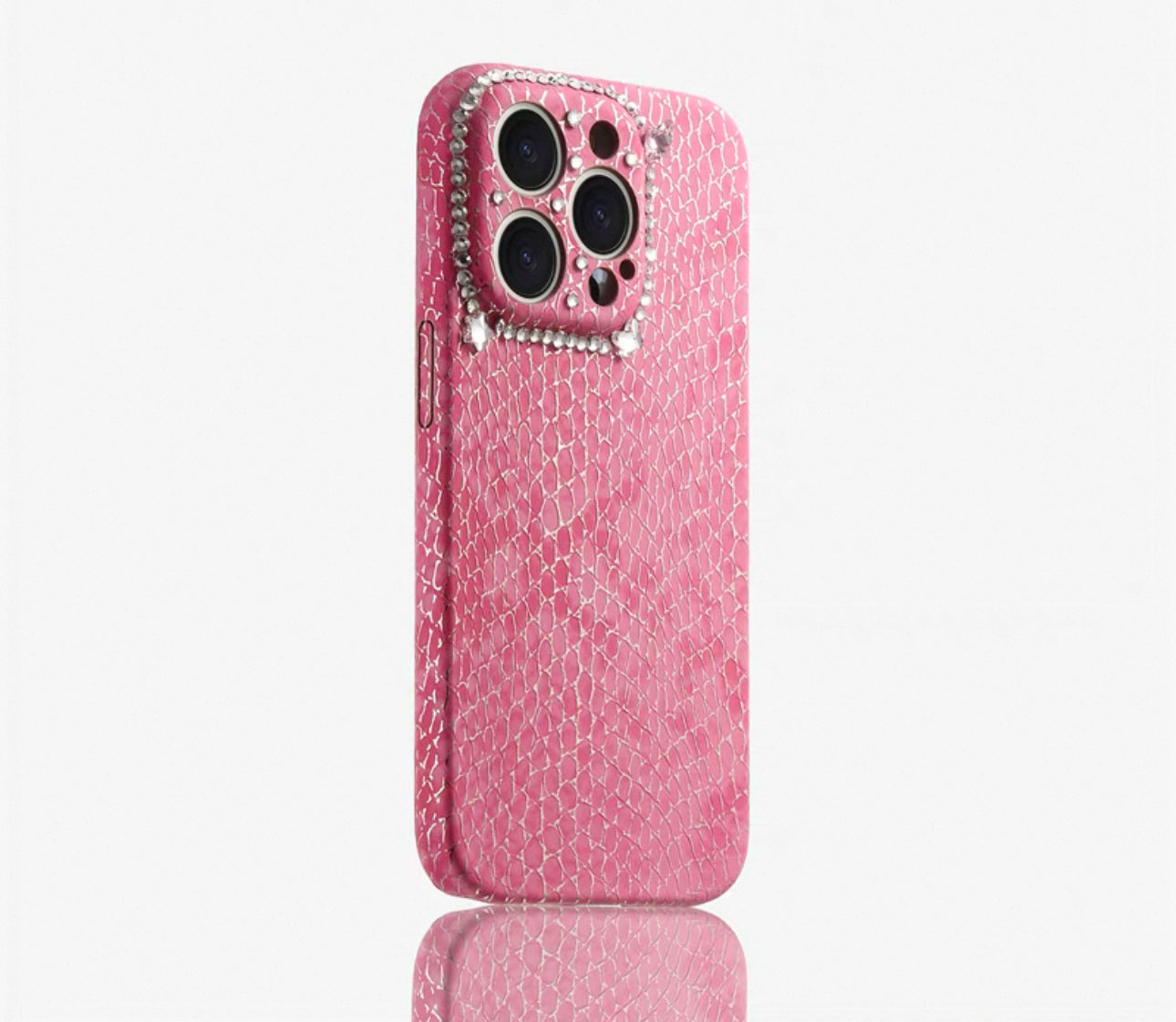 Snake Pattern glitter frame case For Iphones