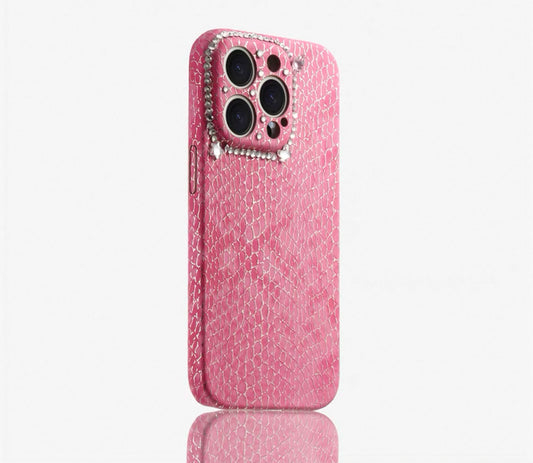 Snake Pattern glitter frame case For Iphones
