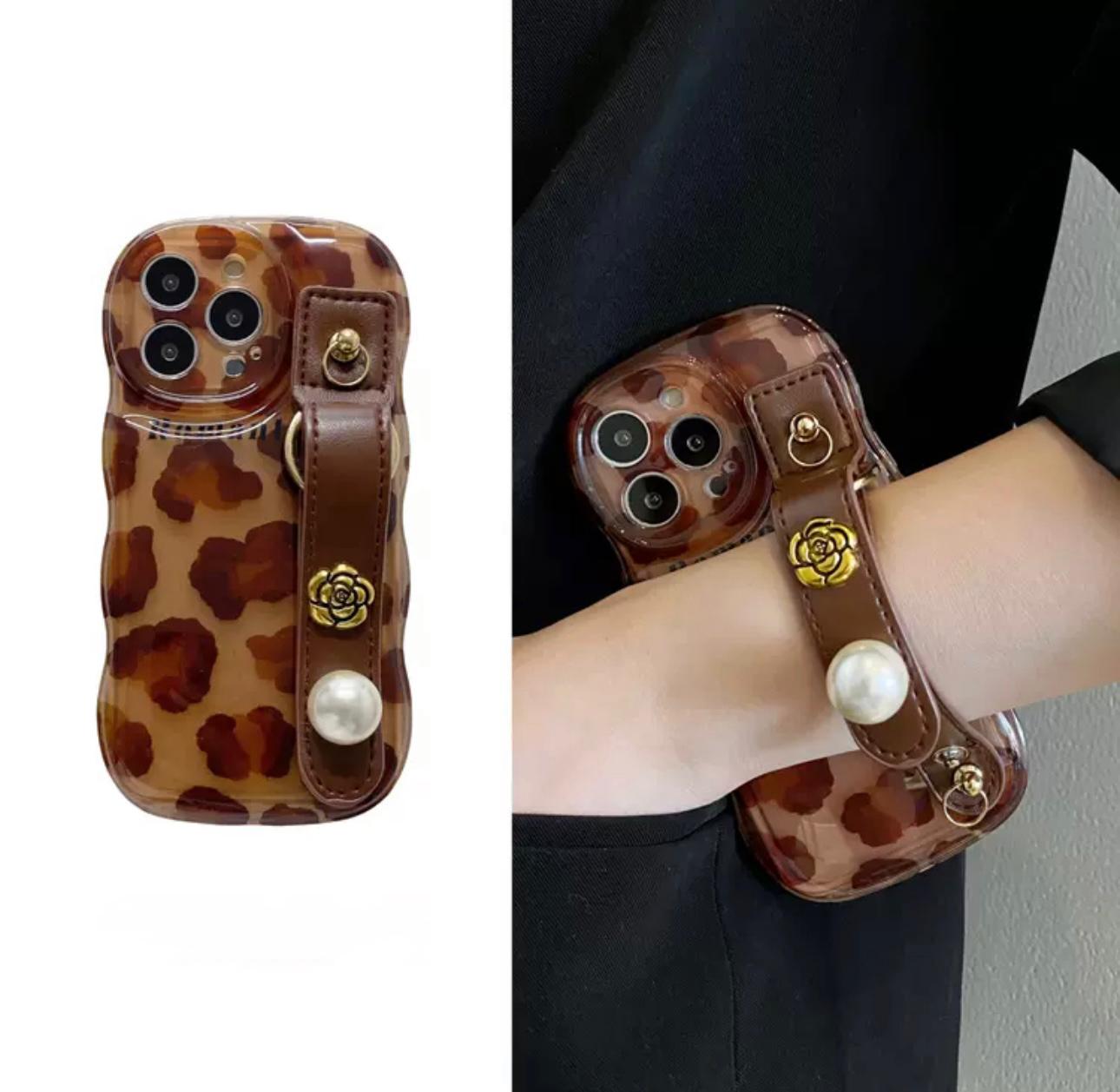 Brown Frame Case with Strap for iphones