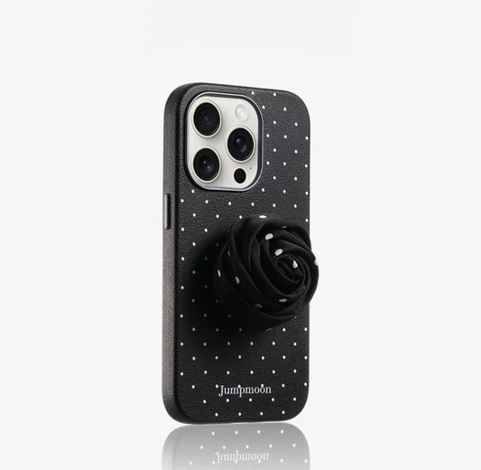 Smooth black leather case with grip For Iphone