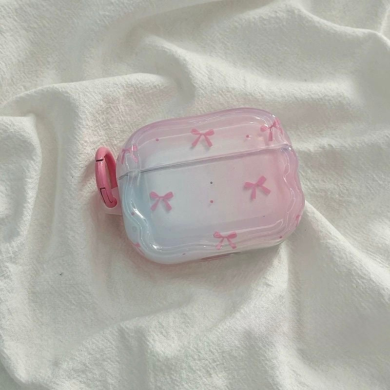Pink Bow Transperent protective AirPods Case