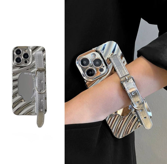 Mirror Silver Strap Case for iPhones