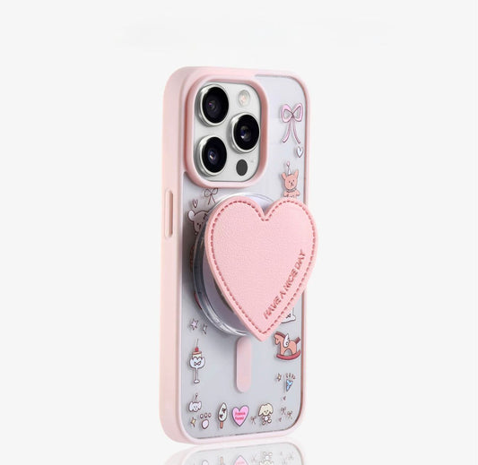 Fashion case with grip heart For Iphones