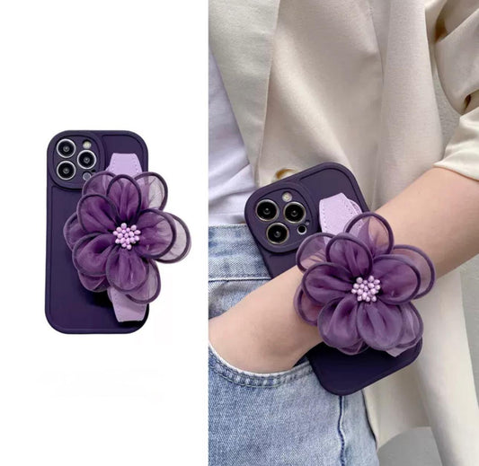 Purple Flower Grip Case for iPhones