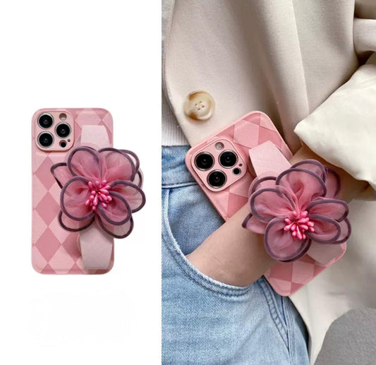Pink Rose Case with Strap for iphones