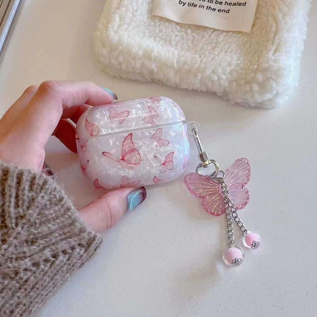 Pink butterfly AirPods case
