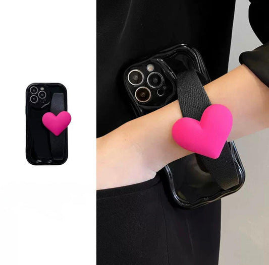 Pink Heart Grip Case For iPhones