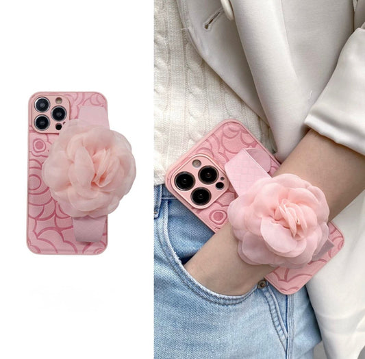 Pink Blooming Flower Case with Strap for iphones
