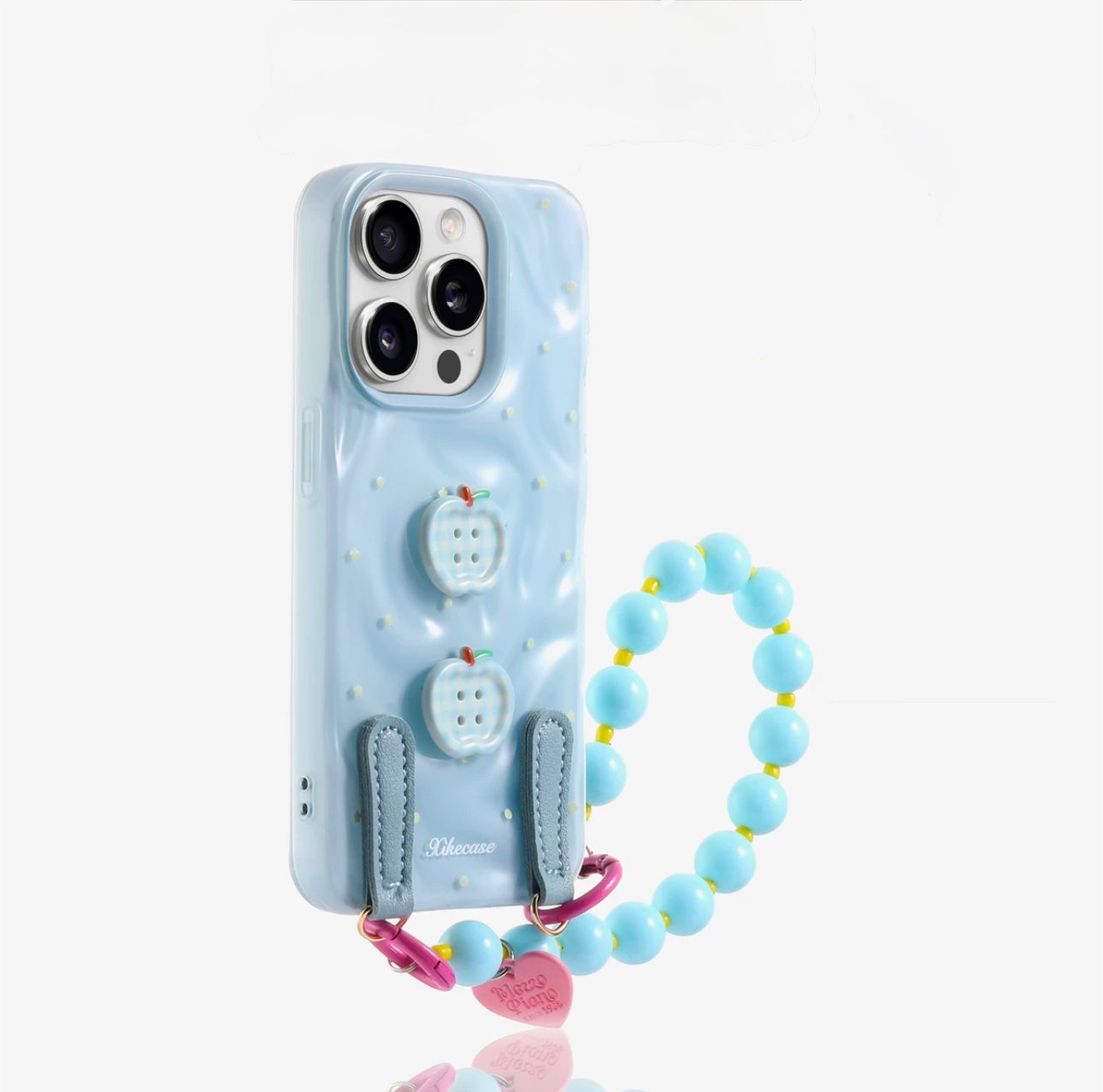 Blue button iPhone Case