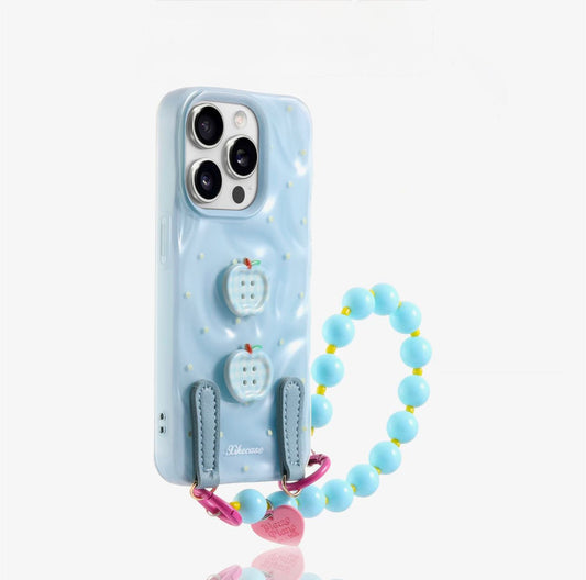 Blue button iPhone Case