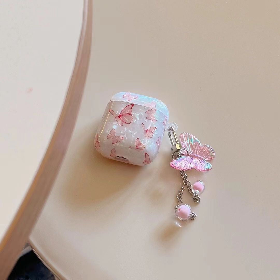 Pink butterfly AirPods case