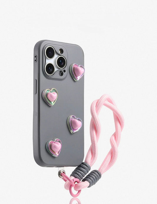 Heart Charm Case with strap For IPhone