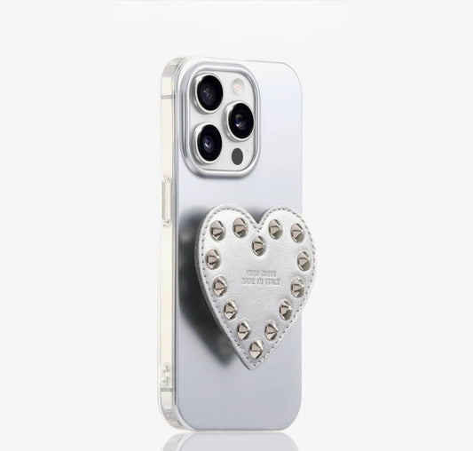 Silver Heart Shape grip Case