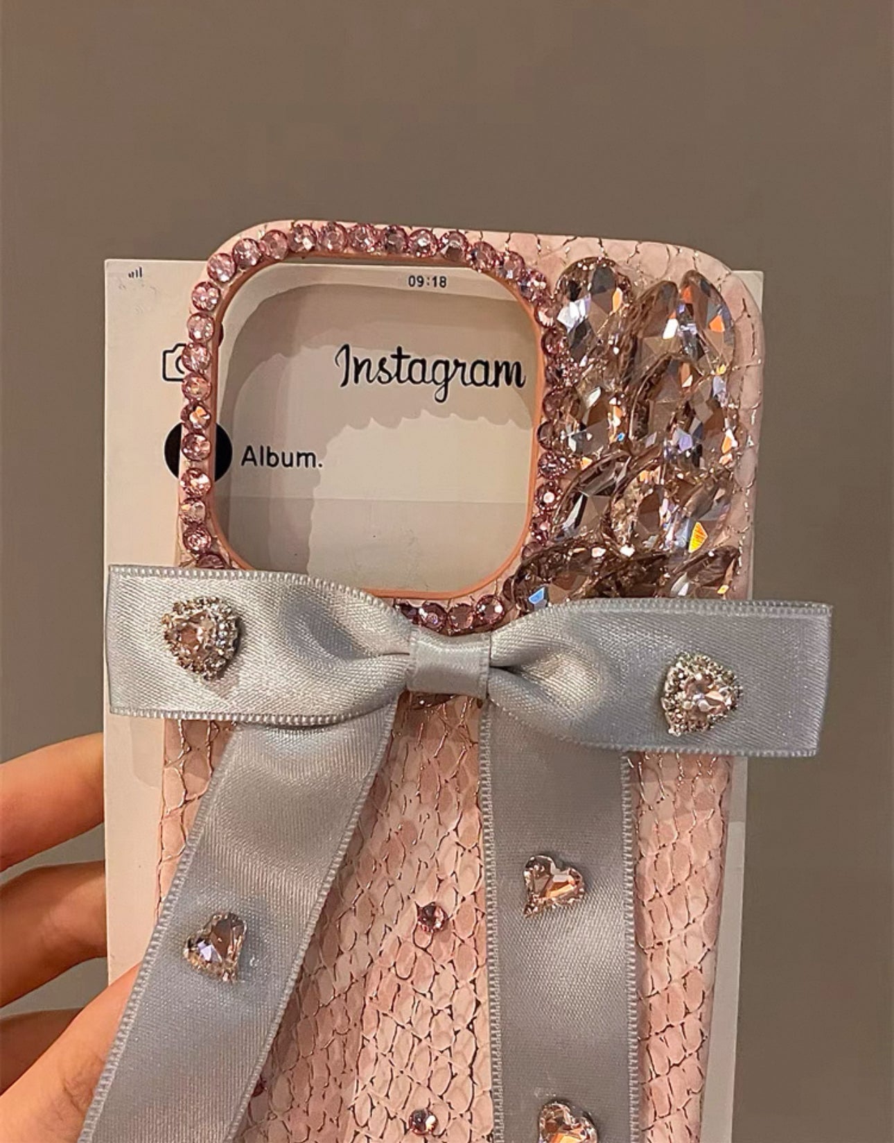 Silver Bow Pink Rhinestones For Iphones