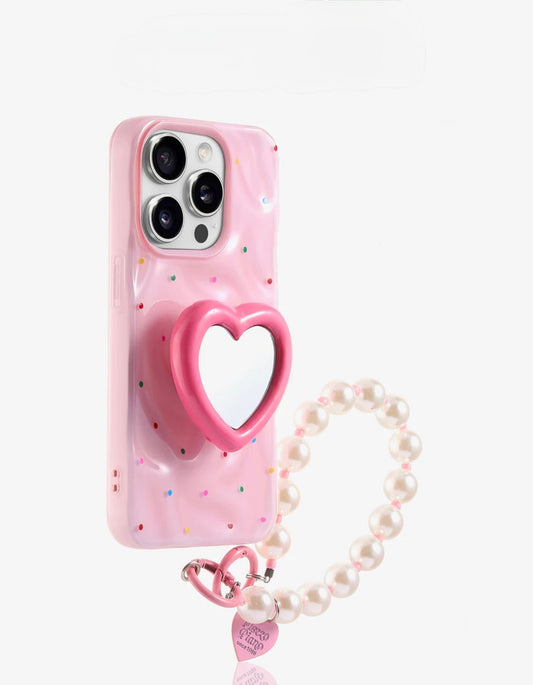 Pink polka dot Case with grip