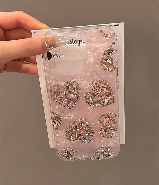 Pink shell pattern heart-shaped case for iPhones