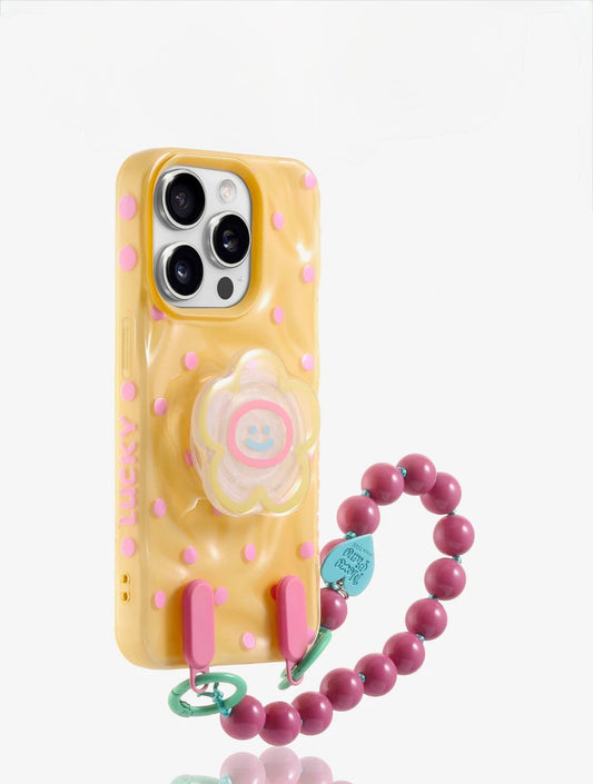 Yellow Flower Grip Case With charm