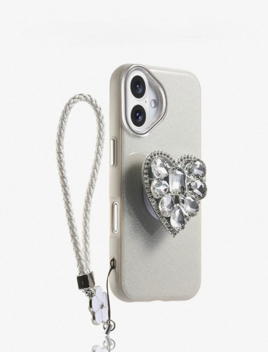Gliter Case with heart grip For IPhone