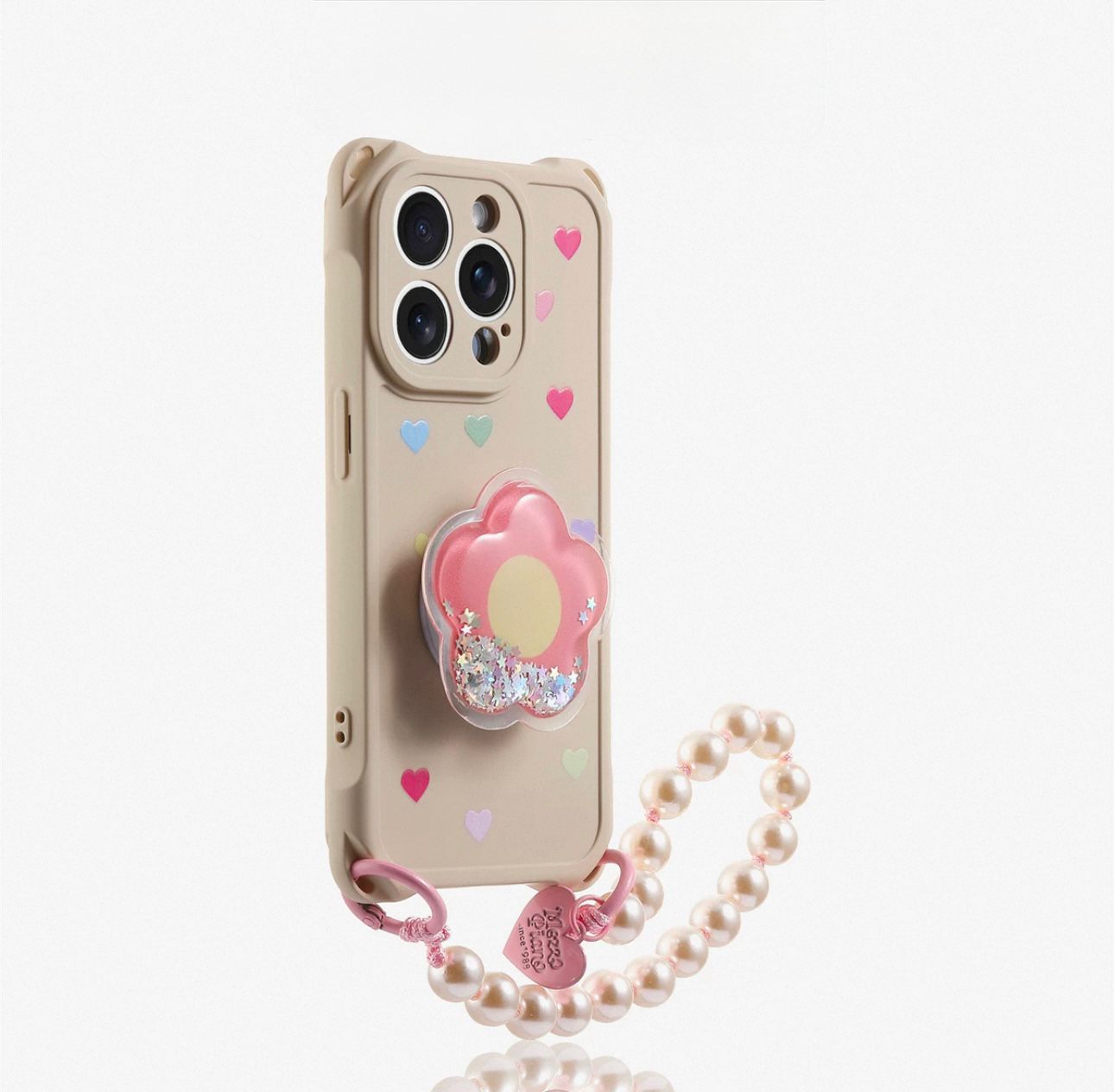 Nude Case with pink grip  For IPhones
