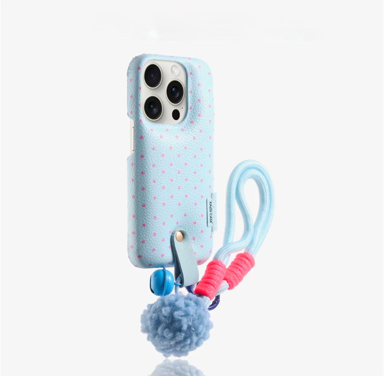 Leather Pink  Dot Case With Grip For Iphones