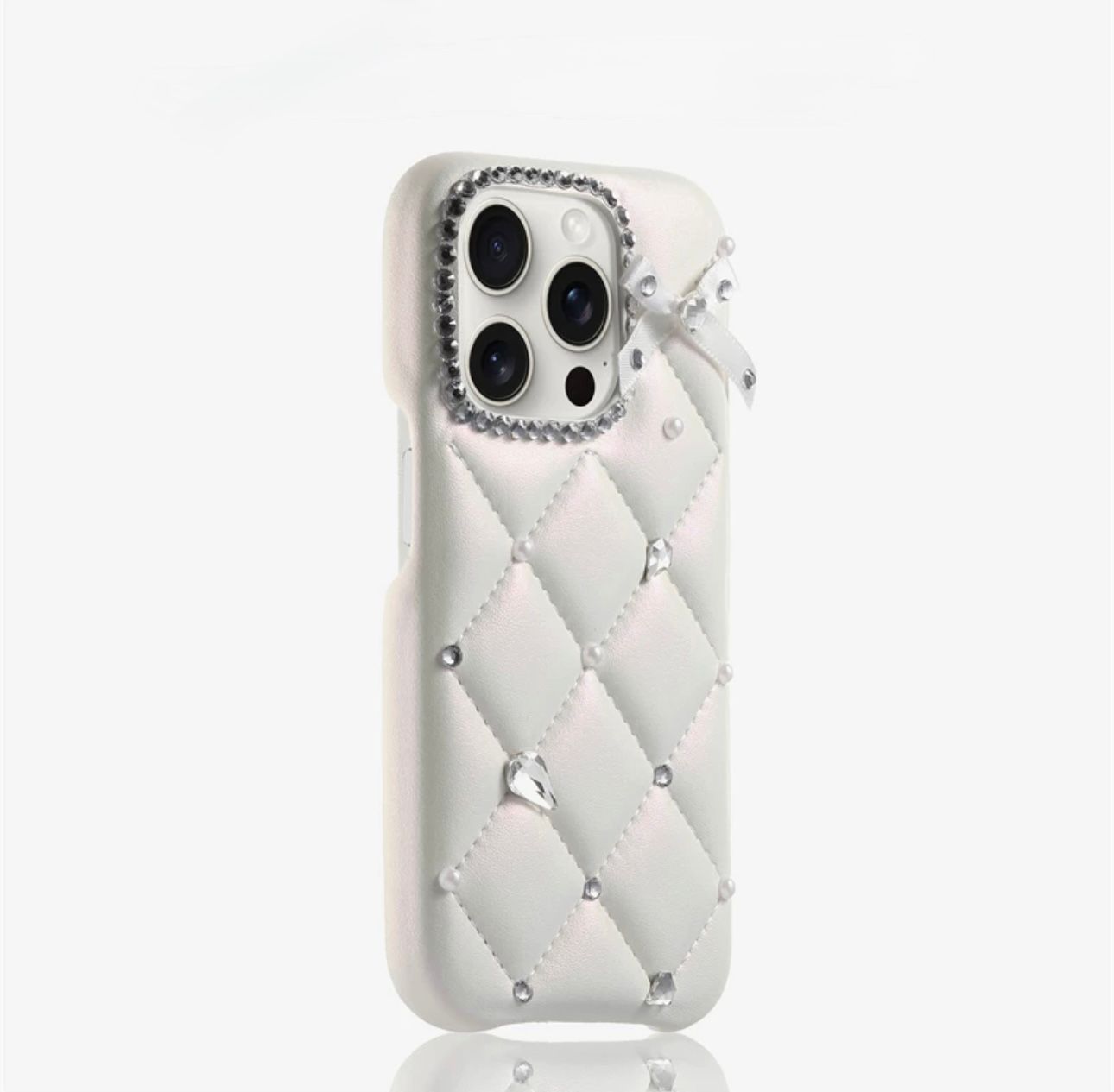 Premium leather case with pearl & stones for Iphones