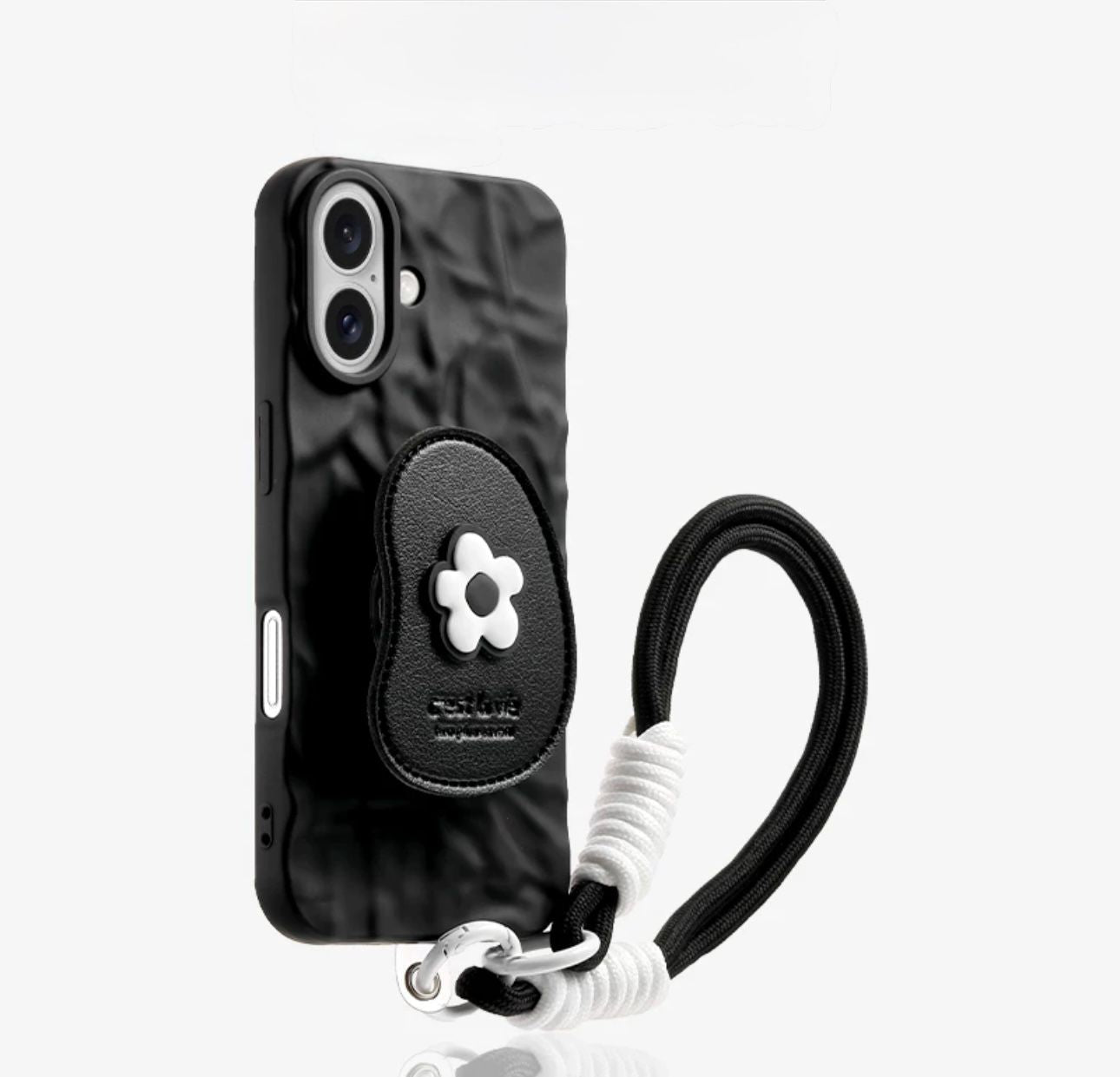 Black Wave Flower Case
 Case with grip For iPhones