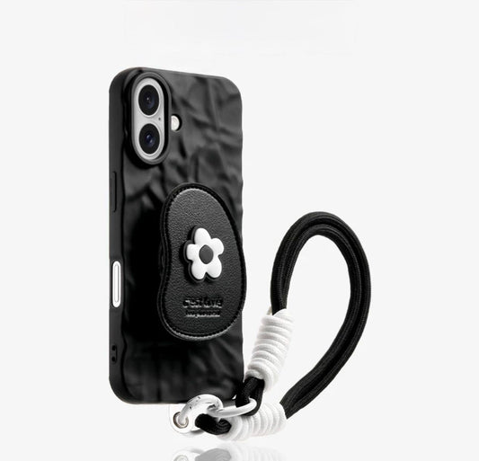 Black Wave Flower Case
 Case with grip For iPhones