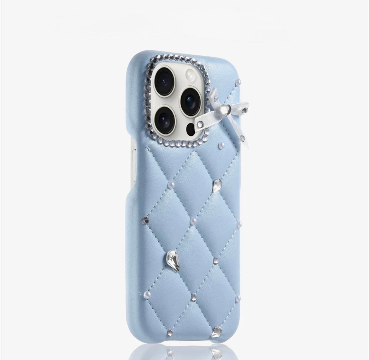Premium leather case with pearl & stones for Iphones