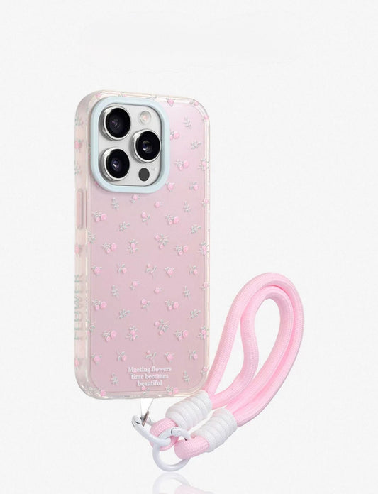 Pink flower Case with charm For IPhones
