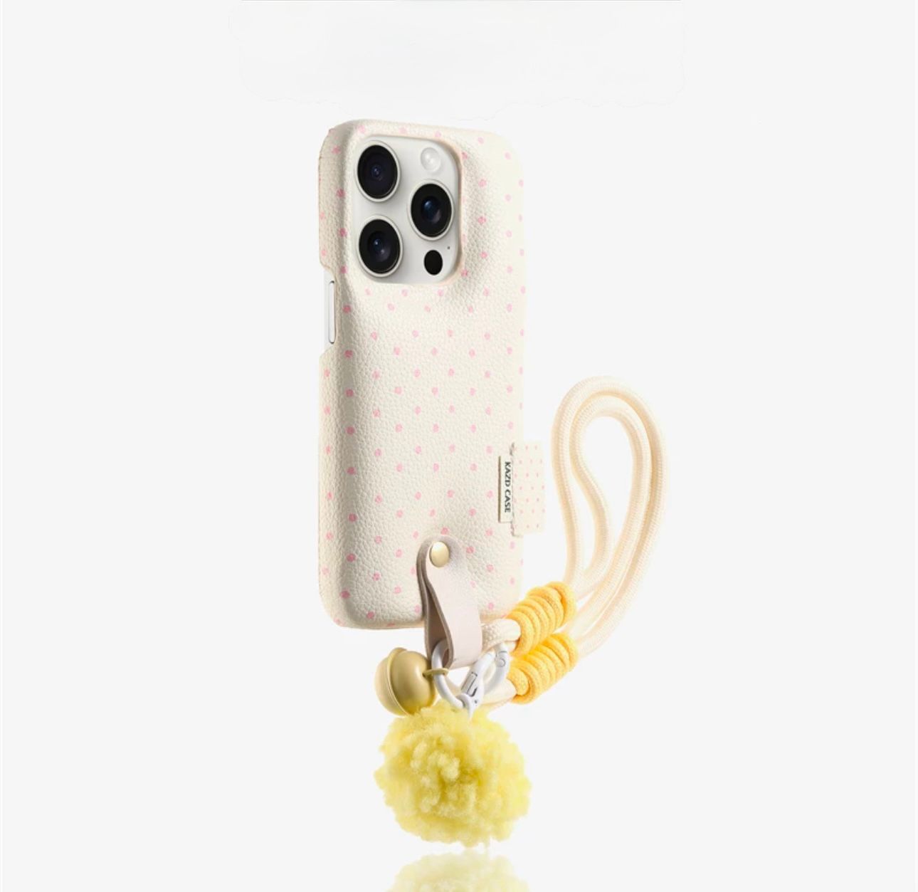 Leather Pink  Dot Case With Grip For Iphones