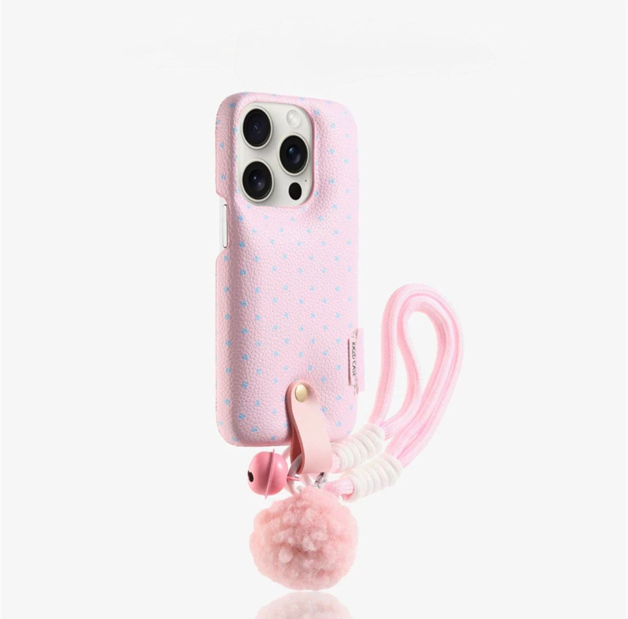 Leather Pink  Dot Case With Grip For Iphones