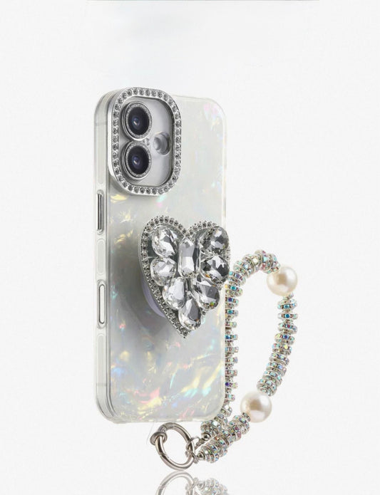 Clear Silver Rehinstone Case For iPhones